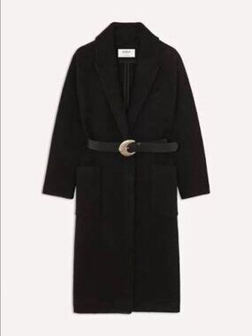 BA&SH Corentin Wool Coat in Black Boucle Small